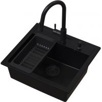 Ruvetti Frigo zlewozmywak 56x51 cm z baterią i akcesoriami czarny LP_3200_FR5651FB_W