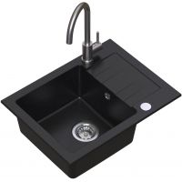 Ruvetti Minimini+ zlewozmywak 58x44 cm z baterią czarny/stal LP_3200-MM58440BC_W