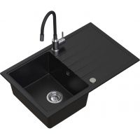 Ruvetti Maxi+ zlewozmywak 79x50 cm z baterią czarny/stal LP_3200-MX7950BC_W