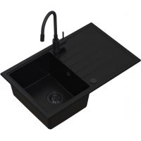 Ruvetti Maxi+ zlewozmywak 79x50 cm z baterią czarny LP_3200_MX7950FB_W