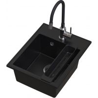 Ruvetti Natu Box zlewozmywak 50x40 cm z baterią i akcesoriami czarny/stal LP_3200-NB4050BC_W