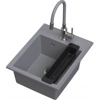 Ruvetti Natu Box zlewozmywak 50x40 cm z baterią i akcesoriami szary/stal LP_3200-NB4050GR_W