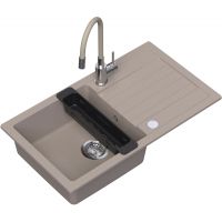 Ruvetti Natu Maxi zlewozmywak 77x44 cm z baterią i akcesoriami beżowy/stal LP_3200-NM7744BE_W