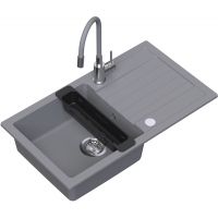 Ruvetti Natu Maxi zlewozmywak 77x44 cm z baterią i akcesoriami szary/stal LP_3200-NM7744GR_W