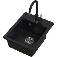 Ruvetti Tito Box zlewozmywak 50x40 cm z baterią czarny LP_3200-TB4050BC_W