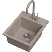 Ruvetti Tito Box zlewozmywak 50x40 cm z baterią beżowy LP_3200-TB4050BE_W