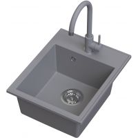 Ruvetti Tito Box zlewozmywak 50x40 cm z baterią szary LP_3200-TB4050GR_W