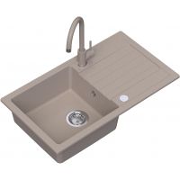 Ruvetti Tito Maxi zlewozmywak 77x44 cm z baterią i akcesoriami beżowy LP_3200-TM7744BE_W