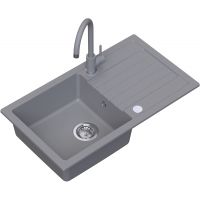 Ruvetti Tito Maxi zlewozmywak 77x44 cm z baterią i akcesoriami szary LP_3200-TM7744GR_W