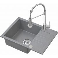 Ruvetti Cooksy Chef zlewozmywak 60x44 cm z baterią szary/stal LP_CC6244GR-SE