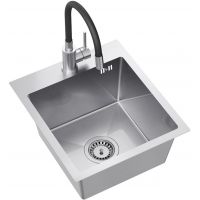 Ruvetti Look zlewozmywak 45x40 cm z baterią stal/czarny LPLOOK405200BSS