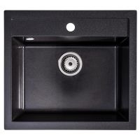 Sink Quality Ferrum Brocade zlewozmywak granitowy 56x51 cm czarny metalik FER.B.1K60.X