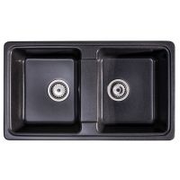 Sink Quality Sapphire Brocade zlewozmywak granitowy 79,5x46 cm czarny metalik SAP.B.2KBO.X
