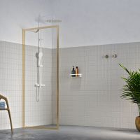 Sealskin Contour Walk-In ścianka prysznicowa 100 cm wolnostojąca złoty szczotkowany/szkło przezroczyste CDA30986495100