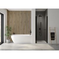 Sanplast Exa Line drzwi prysznicowe z profilem 80 cm uchylne czarny mat/szkło przezroczyste 600-540-0730-59-401