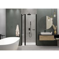 Sanplast Exa Line drzwi prysznicowe z profilem DJ2/Exa-110 cm uchylne czarny mat/szkło przezroczyste 600-540-0810-59-401