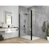 Sanplast Exa Line kabina prysznicowa walk-in 80x33,5 cm czarny mat/szkło przezroczyste 600-540-0970-59-401