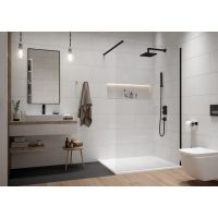 Sanplast Exa Line ścianka prysznicowa walk-in 140 cm czarny mat/szkło przezroczyste 600-540-1480-59-401