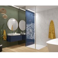 Sanplast Exa Line ścianka prysznicowa walk-in 140 cm srebrny połysk/szkło ze wzorem 600-540-1580-38-151