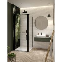 Sanplast Exa Line ścianka prysznicowa SS1/Exa-90 cm stała czarny matowy/szkło przezroczyste 600-540-1940-59-401