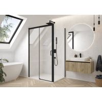 Sanplast Exa Line ścianka prysznicowa SS3/Exa Line-120 cm stała czarny mat/szkło przezroczyste 600-540-2070-59-401