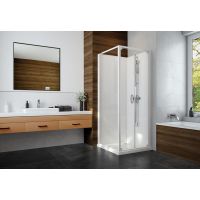 Sanplast Basic Complete Mineral kabina z brodzikiem i zestawem prysznicowym 70x70 cm kwadratowa biały połysk/szkło przezroczyste 602-460-0411-01-4B0