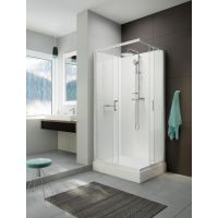 Sanplast Classic II Mineral kabina z brodzikiem i zestawem prysznicowym 80x100 cm prostokątna biały połysk/szkło przezroczyste 602-011-0052-01-4B1