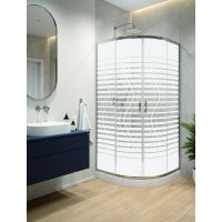 Sanplast Fris kabina z brodzikiem 80x80 cm półokrągła srebrny połysk/szkło ze wzorem 602-331-3250-38-180