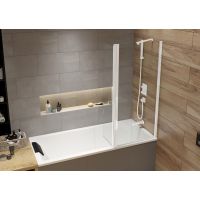 Sanplast Exa Line parawan nawannowy 80 cm 2-częściowy biały połysk/szkło przezroczyste 600-540-1820-24-401