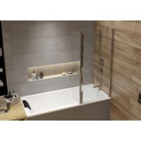 Sanplast Exa Line parawan nawannowy 80 cm 2-częściowy srebrny połysk/szkło przezroczyste 600-540-1820-38-401