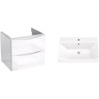 Zestaw Strama Austin umywalka z szafką 60 cm wiszącą biały połysk (9909060, 1110000)