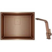Zestaw Teka Flexlinea zlewozmywak stalowy 54x44 cm z baterią kuchenną stojącą miedź (115000025, 116030007)