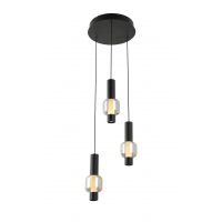 Aviano Ronda lampa wisząca 3x8 W czarna-chrom-przydymiona 6224-0310