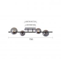 Aviano Sevilla lampa podsufitowa 4x3 W czarna-chrom 9214-0410