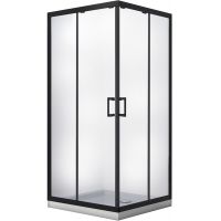 Besco Modern Black kabina prysznicowa 80x80 cm kwadratowa czarny mat/szkło przezroczyste MKB-80-190-C