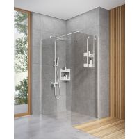 Zestaw Deante Kerria Plus Walk-In ścianki prysznicowe 100 cm i 90 cm wolnostojące chrom/szkło przezroczyste (KTS030P, KTS039P)
