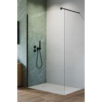 Radaway Nes Black Walk-In II ścianka prysznicowa 90 cm wolnostojąca czarny mat/szkło przezroczyste 10013090-54-01