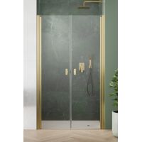 Radaway Nes Brushed Gold DWD I drzwi prysznicowe dwuczęściowe 90 cm wnękowe złoty szczotkowany/szkło przezroczyste 10027090-99-01