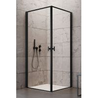 Radaway Nes 8 Black KDD drzwi prysznicowe 80 cm uchylne czarny mat/szkło ze wzorem 10071080-54-56L