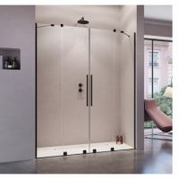 Radaway Furo Black DWD drzwi prysznicowe NA WYMIAR 180 cm uchylne czarny mat/szkło przezroczyste 20241114-214521-149098