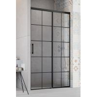 Radaway Idea Black DWJ drzwi prysznicowe 130 cm rozsuwane czarny mat/szkło ze wzorem 387017-54-55R