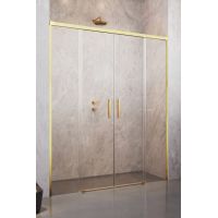Radaway Idea DWD drzwi prysznicowe 150 cm wnękowe dwuskrzydłowe złoty połysk/szkło przezroczyste 387125-09-01