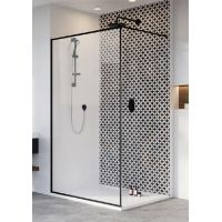 Radaway Modo New Black II Frame Walk-In ścianka prysznicowa 115 cm wolnostojąca czarny mat/szkło Frame 389115-54-56