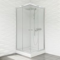 Duso kabina prysznicowa 90 cm kwadratowa chrom/szkło przezroczyste DS402QT