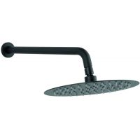 Ferro deszczownica 25 cm okrągła z ramieniem ściennym czarny mat NPT13BL