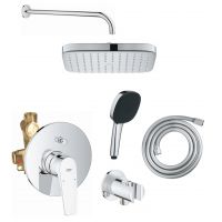 Zestaw Grohe Start Flow bateria wannowo-prysznicowa podtynkowa z deszczownicą i zestawem prysznicowym chrom (29117000, 2639710E, 26695000, 27851000, 28741002, 26962001)