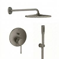 Grohe Essence zestaw prysznicowy podtynkowy z deszczownicą Hard Graphite (24058AL1, 26558AL0, 28362A01, 26658AL0, 27400AL0)