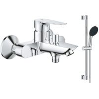 Zestaw Grohe Start Edge bateria wannowo-prysznicowa ścienna z zestawem prysznicowym chrom (24198001, 27942001)