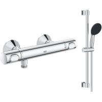 Zestaw Grohe Precision Flow bateria prysznicowa ścienna termostatyczna z zestawem prysznicowym chrom (34840000, 27942001)