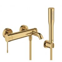Zestaw Grohe Essence bateria wannowo-prysznicowa ścienna z kompletem prysznicowym Cool Sunrise (33624GL1, 28362GL1, 27074GL0, 27400GL0)